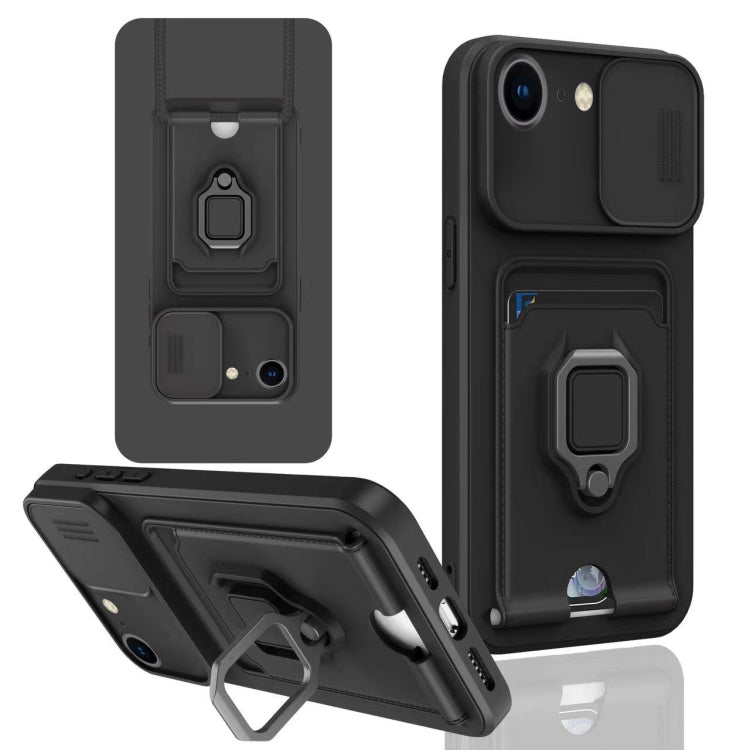 Sliding Camshield Magnetic Card Holder Silicone Phone Case, For iPhone 14 Pro Max, For iPhone 7 / 8 / SE 2022, For iPhone 13 Pro Max, For iPhone 13 Pro