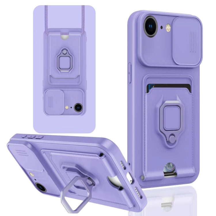 Sliding Camshield Magnetic Card Holder Silicone Phone Case, For iPhone 14 Pro Max, For iPhone 7 / 8 / SE 2022, For iPhone 13 Pro Max, For iPhone 13 Pro