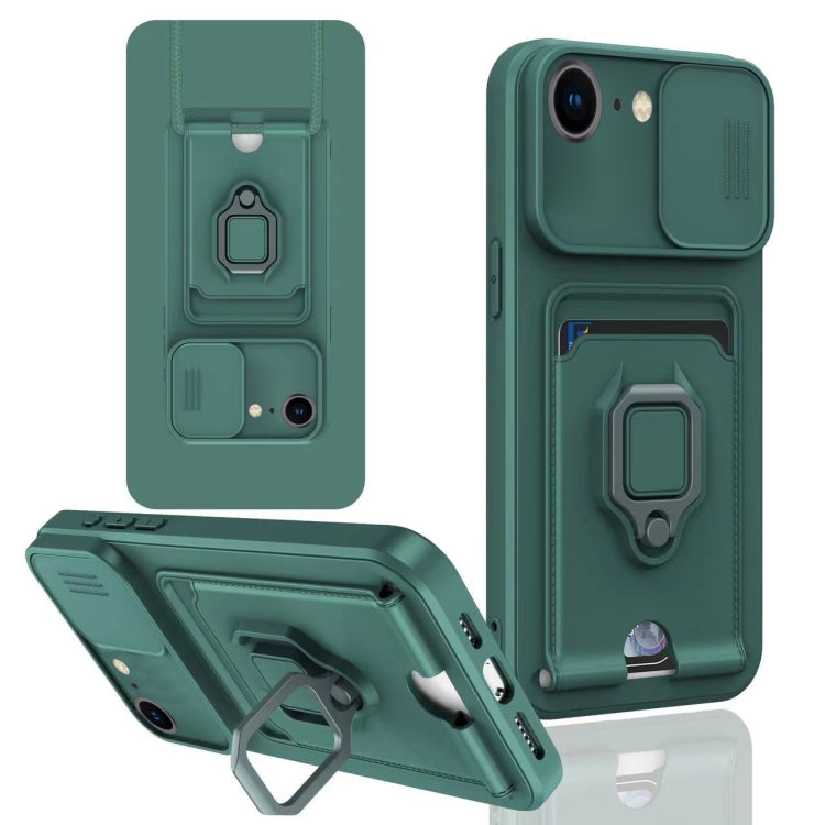 Sliding Camshield Magnetic Card Holder Silicone Phone Case, For iPhone 14 Pro Max, For iPhone 7 / 8 / SE 2022, For iPhone 13 Pro Max, For iPhone 13 Pro