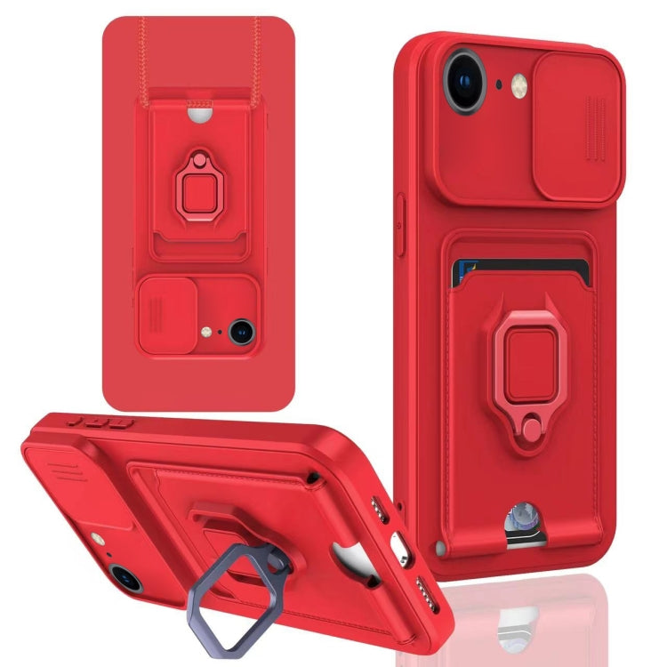 Sliding Camshield Magnetic Card Holder Silicone Phone Case, For iPhone 14 Pro Max, For iPhone 7 / 8 / SE 2022, For iPhone 13 Pro Max, For iPhone 13 Pro