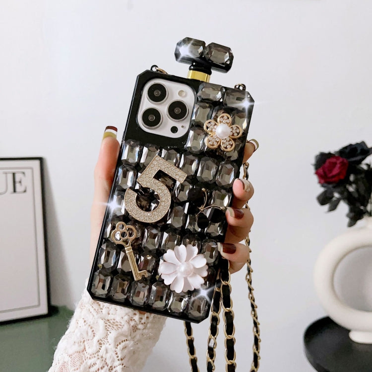 Crossbody Perfume Bottle Handmade Inlaid Diamond PC Phone Case, For iPhone 15 Plus, For iPhone 15, For iPhone 14 Plus, For iPhone 14, For iPhone 14 Pro, For iPhone 13 Pro Max