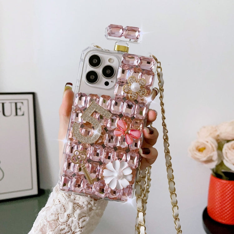 Crossbody Perfume Bottle Handmade Inlaid Diamond PC Phone Case, For iPhone 15 Plus, For iPhone 15, For iPhone 14 Plus, For iPhone 14, For iPhone 14 Pro, For iPhone 13 Pro Max