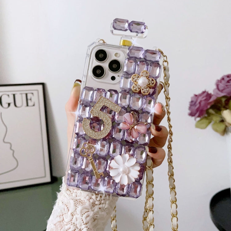 Crossbody Perfume Bottle Handmade Inlaid Diamond PC Phone Case, For iPhone 15 Plus, For iPhone 15, For iPhone 14 Plus, For iPhone 14, For iPhone 14 Pro, For iPhone 13 Pro Max