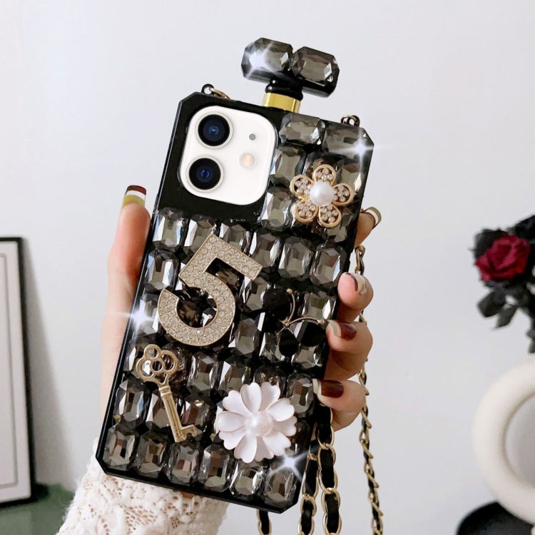 Crossbody Perfume Bottle Handmade Inlaid Diamond PC Phone Case, For iPhone 13 Pro, For iPhone 13, For iPhone 13 mini, For iPhone 12, For iPhone 12 Pro Max, For iPhone 12 Pro
