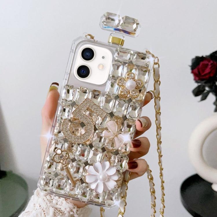 Crossbody Perfume Bottle Handmade Inlaid Diamond PC Phone Case, For iPhone 13 Pro, For iPhone 13, For iPhone 13 mini, For iPhone 12, For iPhone 12 Pro Max, For iPhone 12 Pro