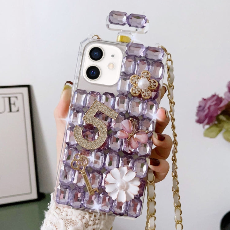 Crossbody Perfume Bottle Handmade Inlaid Diamond PC Phone Case, For iPhone 13 Pro, For iPhone 13, For iPhone 13 mini, For iPhone 12, For iPhone 12 Pro Max, For iPhone 12 Pro