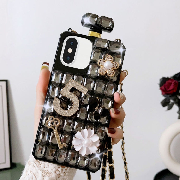 Crossbody Perfume Bottle Handmade Inlaid Diamond PC Phone Case, For iPhone SE 2022 / 7 / 8, For iPhone X / XS, For iPhone 7 Plus / 8 Plus