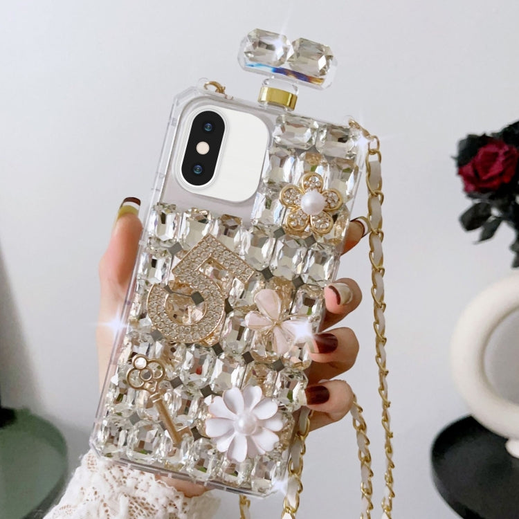 Crossbody Perfume Bottle Handmade Inlaid Diamond PC Phone Case, For iPhone SE 2022 / 7 / 8, For iPhone X / XS, For iPhone 7 Plus / 8 Plus