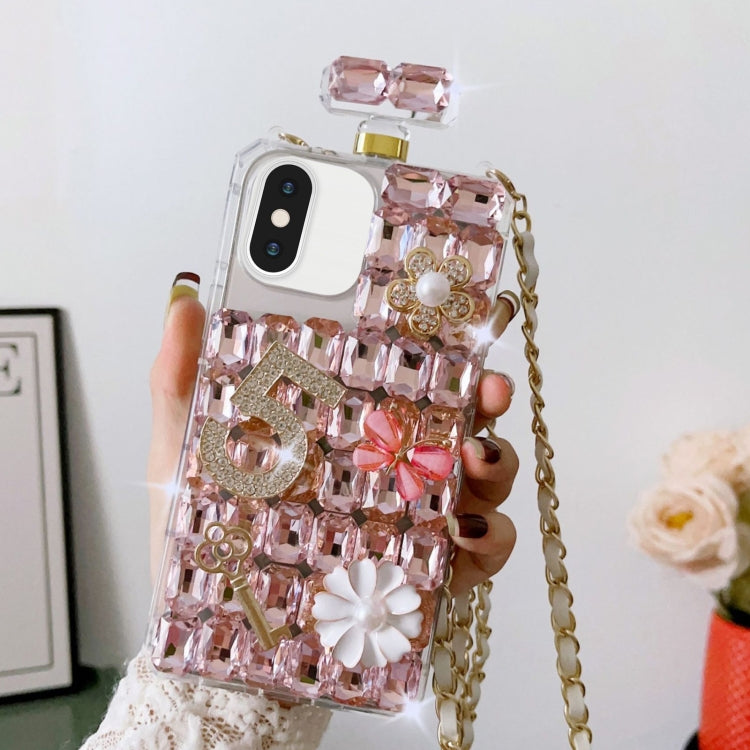 Crossbody Perfume Bottle Handmade Inlaid Diamond PC Phone Case, For iPhone SE 2022 / 7 / 8, For iPhone X / XS, For iPhone 7 Plus / 8 Plus