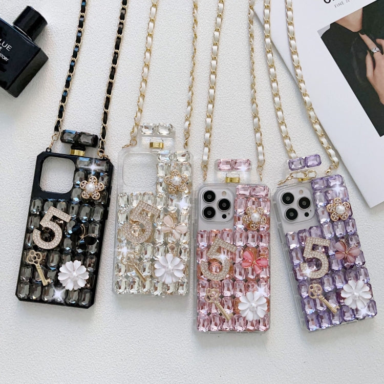 Crossbody Perfume Bottle Handmade Inlaid Diamond PC Phone Case, For iPhone 13 Pro, For iPhone 13, For iPhone 13 mini, For iPhone 12, For iPhone 12 Pro Max, For iPhone 12 Pro