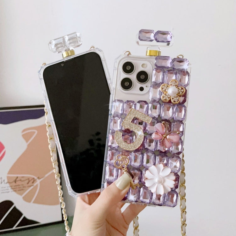 Crossbody Perfume Bottle Handmade Inlaid Diamond PC Phone Case, For iPhone 13 Pro, For iPhone 13, For iPhone 13 mini, For iPhone 12, For iPhone 12 Pro Max, For iPhone 12 Pro