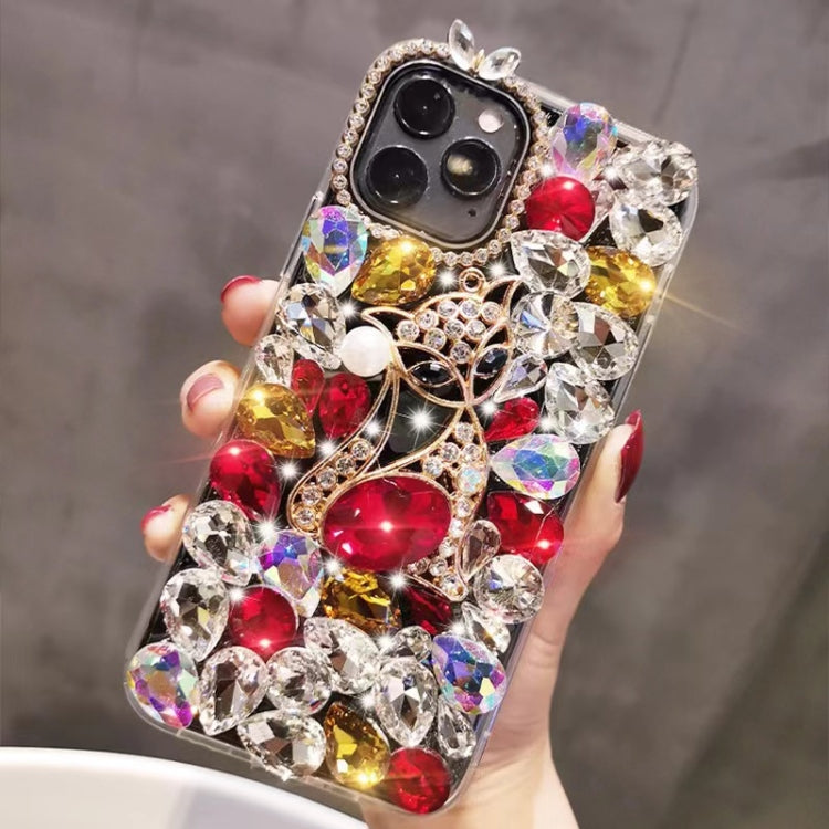 Handmade Bling Rhinestone Gemstone Fox PC Phone Case, For iPhone 15 Pro, For iPhone 15 Plus, For iPhone 15, For iPhone 14 Plus, For iPhone 14, For iPhone 14 Pro