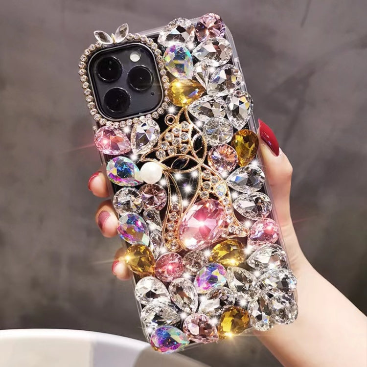 Handmade Bling Rhinestone Gemstone Fox PC Phone Case, For iPhone 14 Pro Max, For iPhone 13 Pro Max, For iPhone 13 Pro, For iPhone 13, For iPhone 13 mini, For iPhone 12