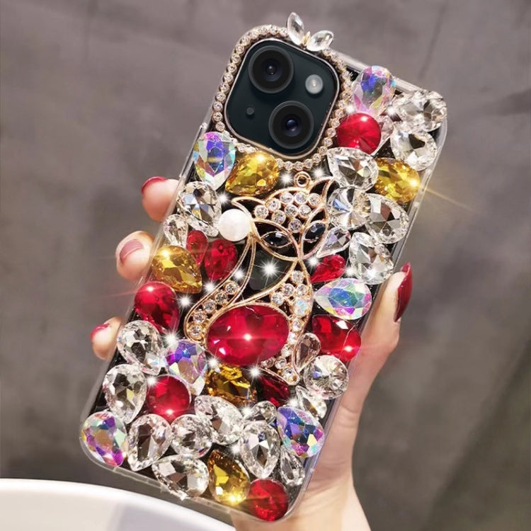 Handmade Bling Rhinestone Gemstone Fox PC Phone Case, For iPhone 14 Pro Max, For iPhone 13 Pro Max, For iPhone 13 Pro, For iPhone 13, For iPhone 13 mini, For iPhone 12