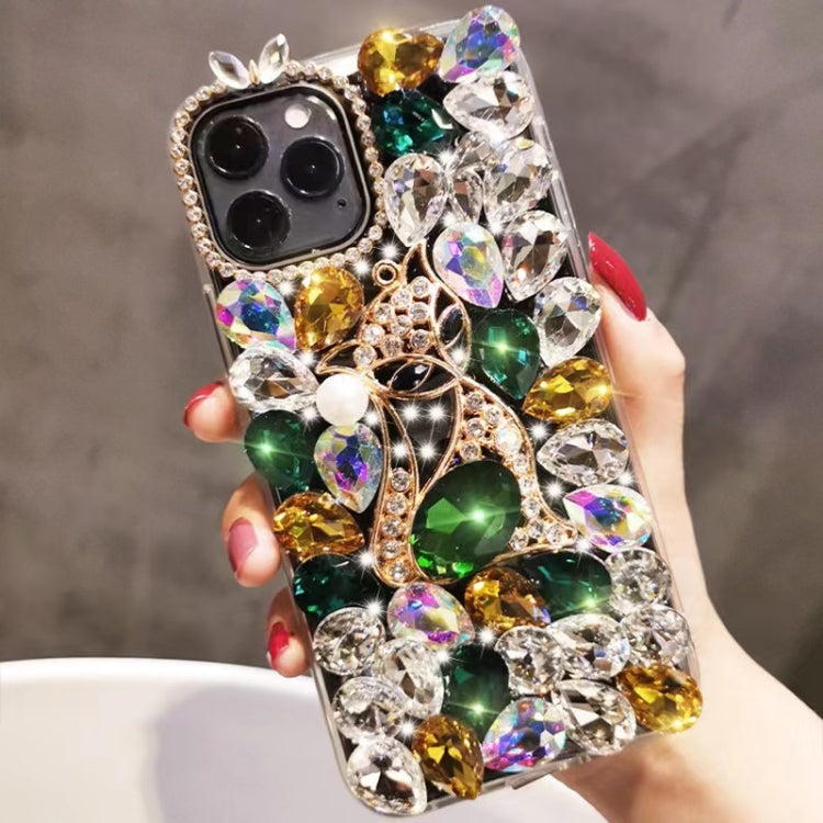 Handmade Bling Rhinestone Gemstone Fox PC Phone Case, For iPhone 16e, For iPhone 16 Pro Max, For iPhone 16 Pro, For iPhone 16 Plus, For iPhone 16, For iPhone 15 Pro Max