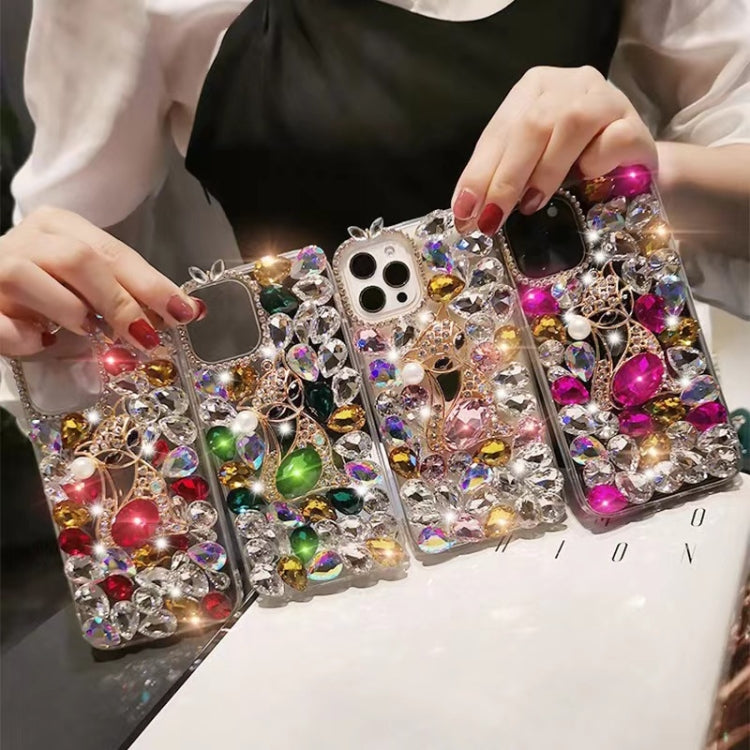 Handmade Bling Rhinestone Gemstone Fox PC Phone Case, For iPhone 16e, For iPhone 16 Pro Max, For iPhone 16 Pro, For iPhone 16 Plus, For iPhone 16, For iPhone 15 Pro Max