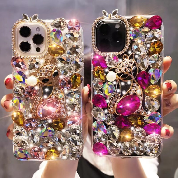 Handmade Bling Rhinestone Gemstone Fox PC Phone Case, For iPhone XR, For iPhone XS Max, For iPhone SE 2022 / 7 / 8, For iPhone X / XS, For iPhone 7 Plus / 8 Plus