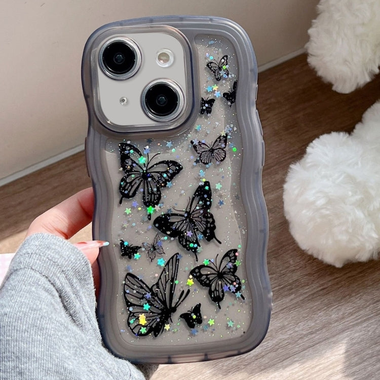 Wave Edge Butterfly TPU Hybrid PC Phone Case, For iPhone 15 Pro, For iPhone 15 Plus, For iPhone 15, For iPhone 14 Plus