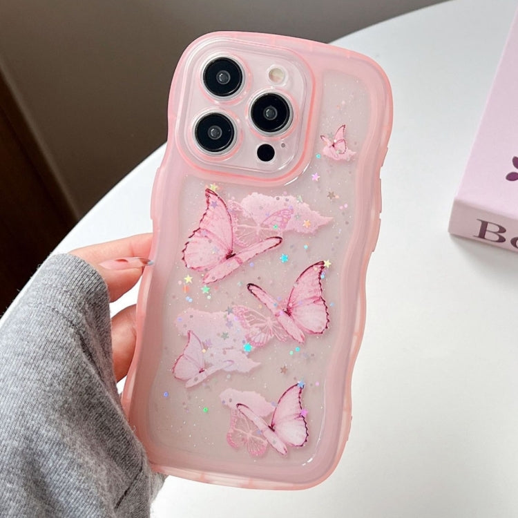 Wave Edge Butterfly TPU Hybrid PC Phone Case, For iPhone 14, For iPhone 14 Pro, For iPhone 14 Pro Max, For iPhone 13 Pro Max