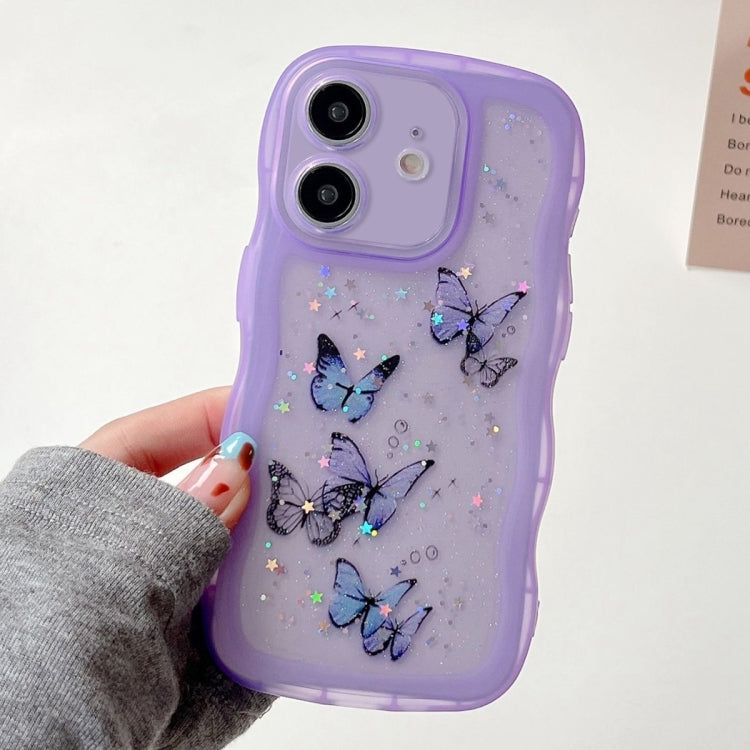 Wave Edge Butterfly TPU Hybrid PC Phone Case, For iPhone 13 Pro, For iPhone 13, For iPhone 12, For iPhone 12 Pro Max