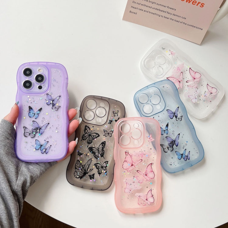 Wave Edge Butterfly TPU Hybrid PC Phone Case, For iPhone 13 Pro, For iPhone 13, For iPhone 12, For iPhone 12 Pro Max