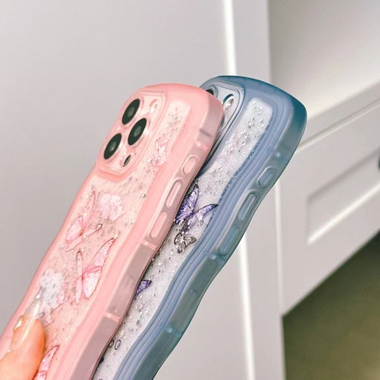 Wave Edge Butterfly TPU Hybrid PC Phone Case, For iPhone 13 Pro, For iPhone 13, For iPhone 12, For iPhone 12 Pro Max