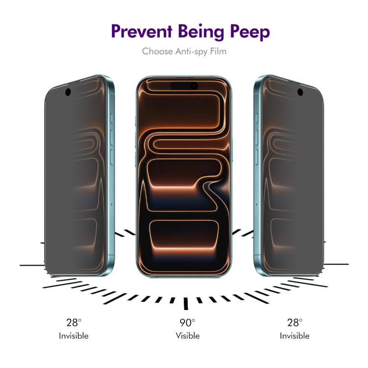 2pcs ENKAY Hat-Prince 28 Degree Anti-peeping Privacy Tempered Glass Film, For iPhone 17 Pro Max, For iPhone 17 Pro, For iPhone 17, For iPhone 17 Air, For iPhone 16 Pro Max, For iPhone 16 Pro, For iPhone 16 Plus, For iPhone 16, For iPhone 15 Pro Max...