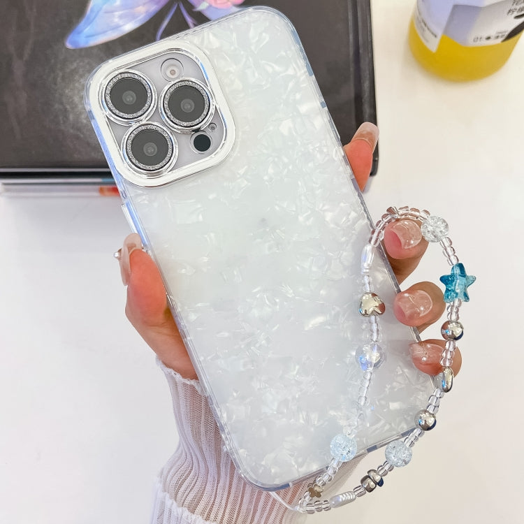 Plating Glitter Texture Chain Wristband TPU Phone Case with Lens Film, For iPhone 16 Pro Max