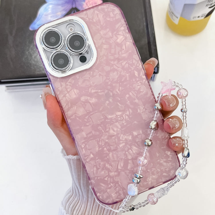 Plating Glitter Texture Chain Wristband TPU Phone Case with Lens Film, For iPhone 16 Pro Max