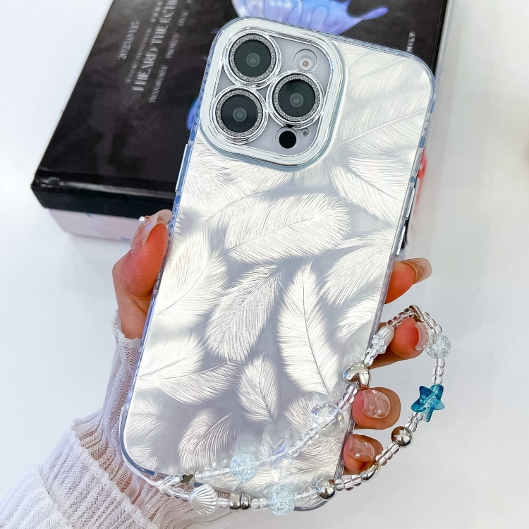 Plating Glitter Texture Chain Wristband TPU Phone Case with Lens Film, For iPhone 16 Pro Max
