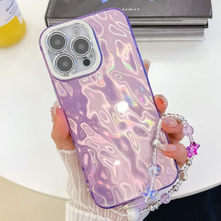 Plating Glitter Texture Chain Wristband TPU Phone Case with Lens Film, For iPhone 16 Pro Max