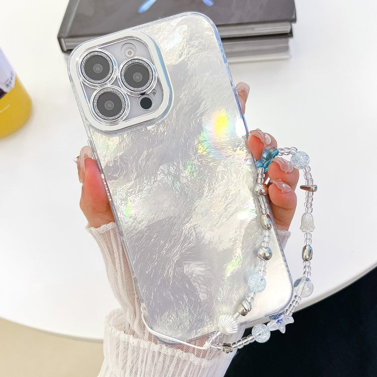 Plating Glitter Texture Chain Wristband TPU Phone Case with Lens Film, For iPhone 14 Pro