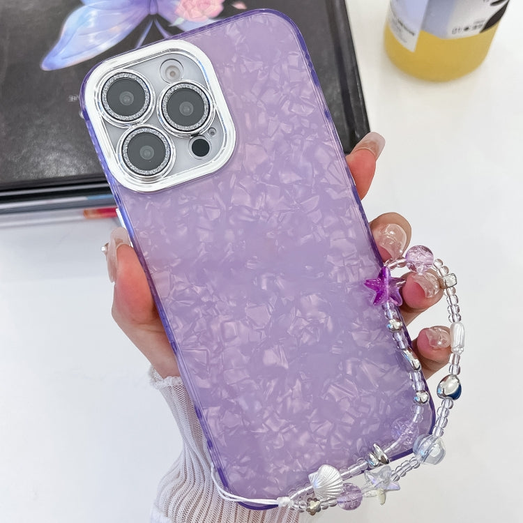 Plating Glitter Texture Chain Wristband TPU Phone Case with Lens Film, For iPhone 14 Pro Max