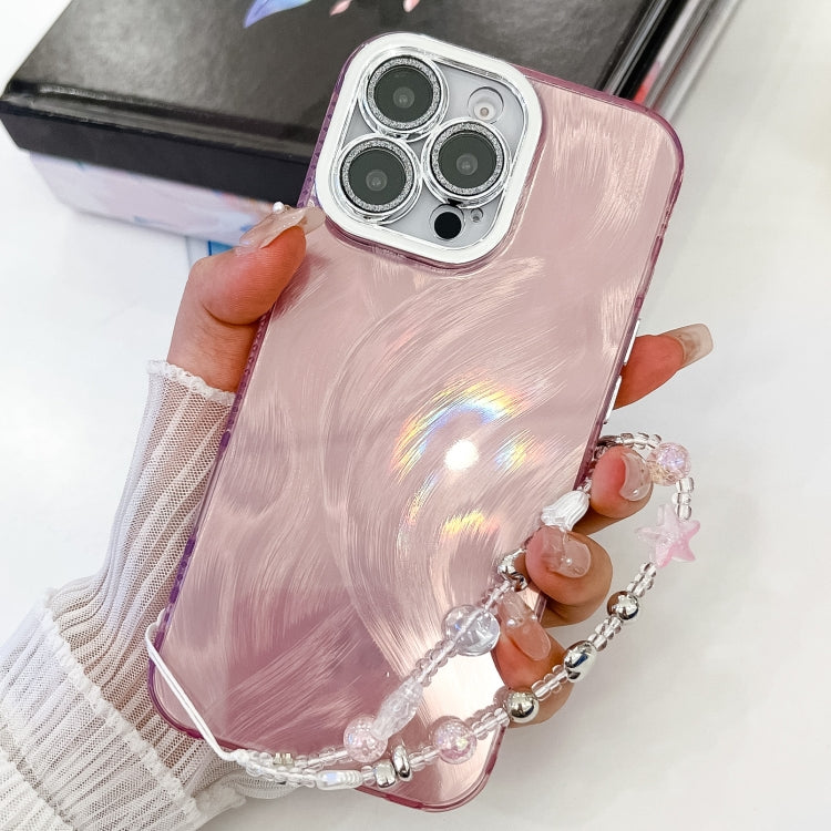Plating Glitter Texture Chain Wristband TPU Phone Case with Lens Film, For iPhone 14 Pro Max
