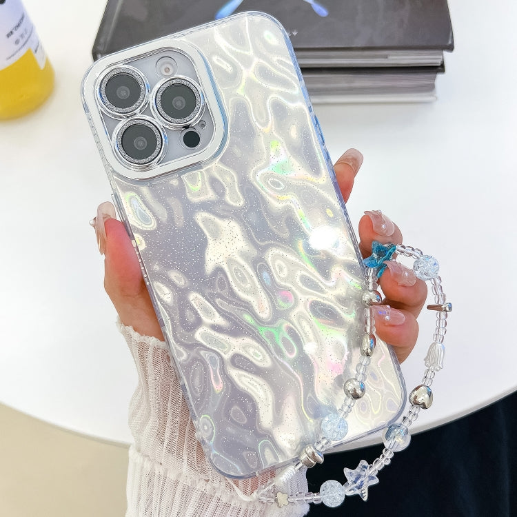 Plating Glitter Texture Chain Wristband TPU Phone Case with Lens Film, For iPhone 14 Pro Max