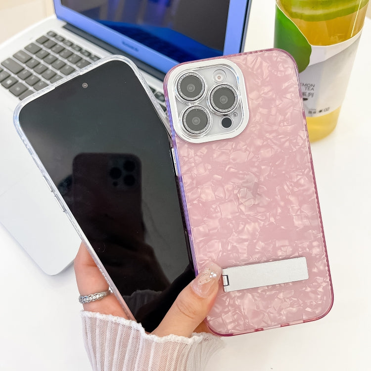 Plating Glitter Texture Fold Holder TPU Phone Case with Lens Film, For iPhone 17e / 16e