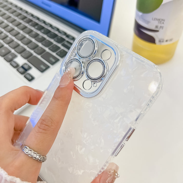 Plating Glitter Texture Fold Holder TPU Phone Case with Lens Film, For iPhone 15