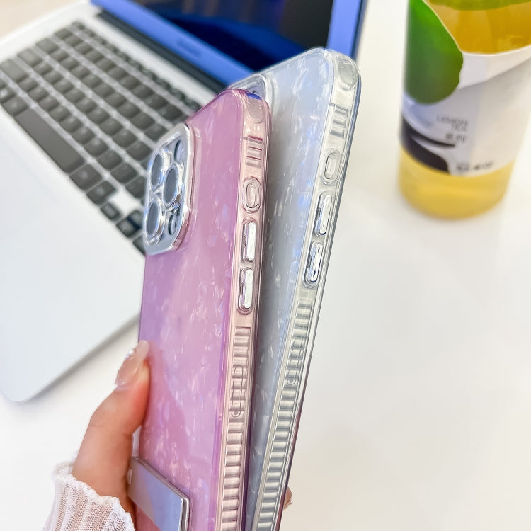 Plating Glitter Texture Fold Holder TPU Phone Case with Lens Film, For iPhone 16 Plus