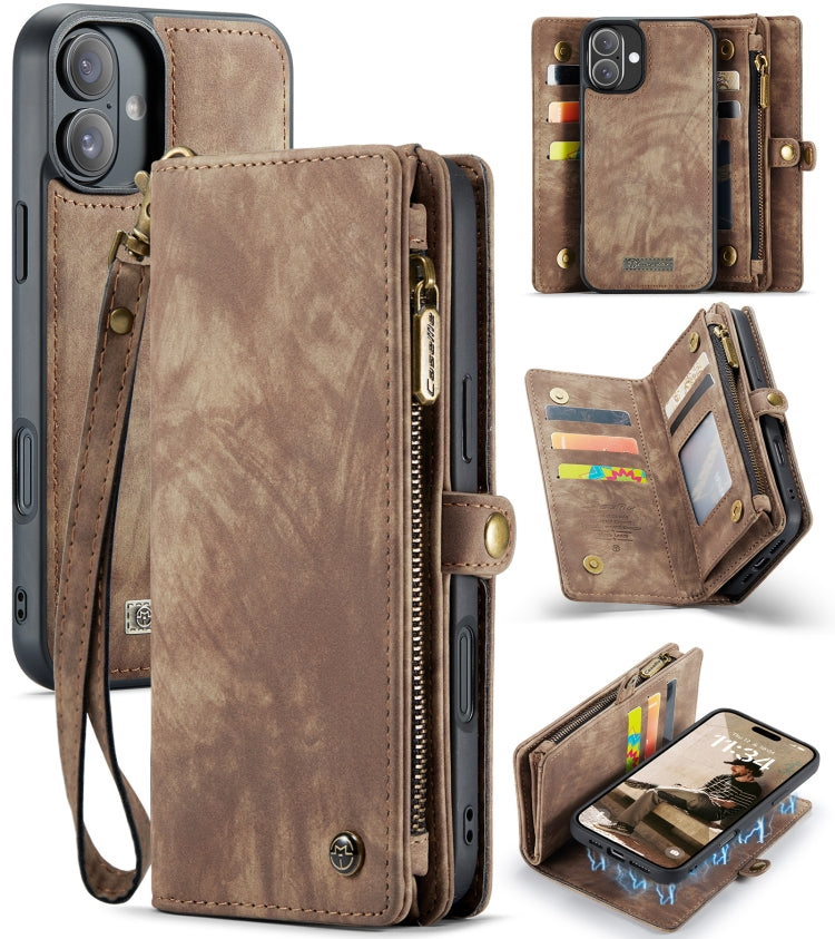 CaseMe 008 Detachable Multifunctional Leather Phone Case, For iPhone 16e, For iPhone 16 Pro Max, For iPhone 16 Pro, For iPhone 16 Plus