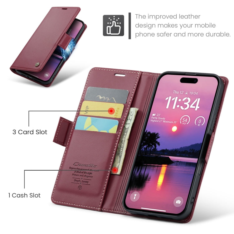 CaseMe 023 Butterfly Buckle Litchi Texture RFID Anti-theft Leather Phone Case, For iPhone Air, For iPhone 16 Pro Max, For iPhone 16 Pro, For iPhone 16 Plus