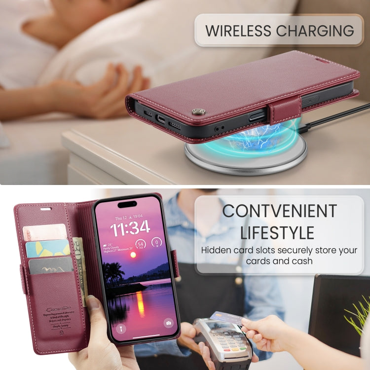CaseMe 023 Butterfly Buckle Litchi Texture RFID Anti-theft Leather Phone Case, For iPhone Air, For iPhone 16 Pro Max, For iPhone 16 Pro, For iPhone 16 Plus