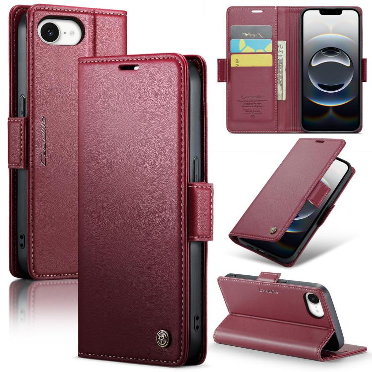 CaseMe 023 Butterfly Buckle Litchi Texture RFID Anti-theft Leather Phone Case, For iPhone 17e / 16e, For iPhone 17 Pro Max, For iPhone 17 Pro, For iPhone 17