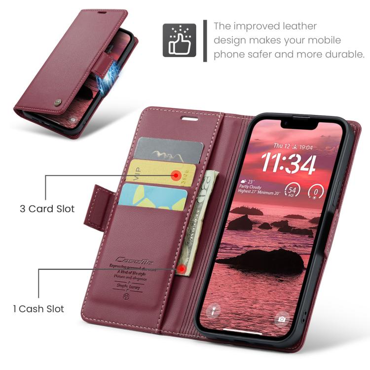 CaseMe 023 Butterfly Buckle Litchi Texture RFID Anti-theft Leather Phone Case, For iPhone 17e / 16e, For iPhone 17 Pro Max, For iPhone 17 Pro, For iPhone 17