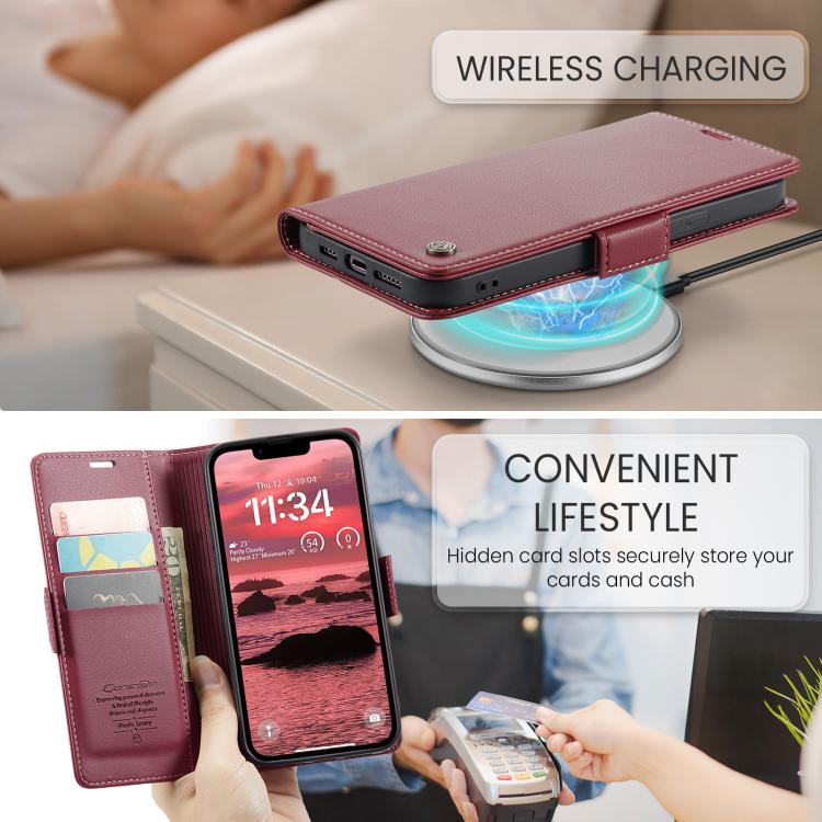 CaseMe 023 Butterfly Buckle Litchi Texture RFID Anti-theft Leather Phone Case, For iPhone 17e / 16e, For iPhone 17 Pro Max, For iPhone 17 Pro, For iPhone 17
