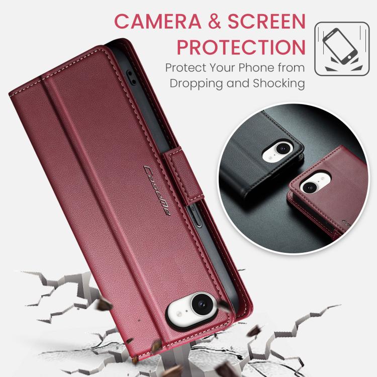 CaseMe 023 Butterfly Buckle Litchi Texture RFID Anti-theft Leather Phone Case, For iPhone 17e / 16e, For iPhone 17 Pro Max, For iPhone 17 Pro, For iPhone 17
