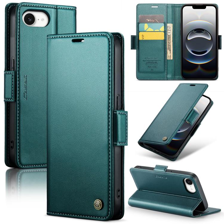 CaseMe 023 Butterfly Buckle Litchi Texture RFID Anti-theft Leather Phone Case, For iPhone 17e / 16e, For iPhone 17 Pro Max, For iPhone 17 Pro, For iPhone 17