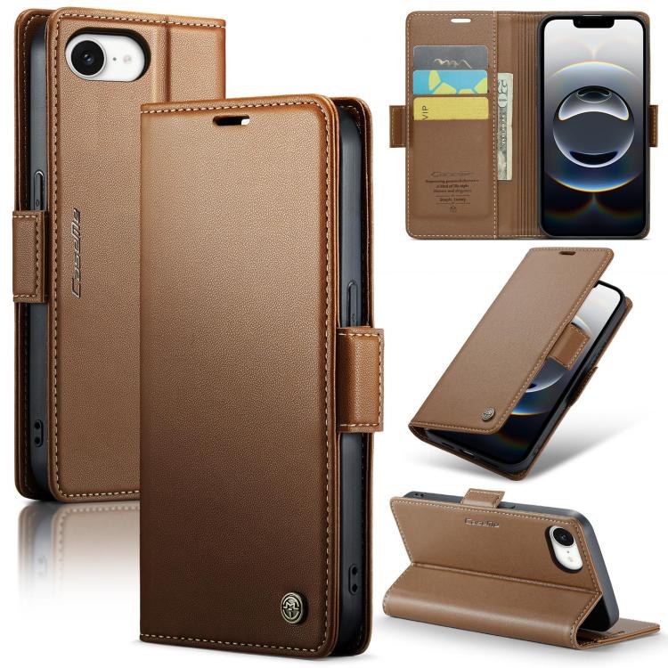 CaseMe 023 Butterfly Buckle Litchi Texture RFID Anti-theft Leather Phone Case, For iPhone 17e / 16e, For iPhone 17 Pro Max, For iPhone 17 Pro, For iPhone 17