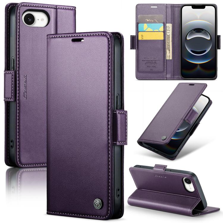 CaseMe 023 Butterfly Buckle Litchi Texture RFID Anti-theft Leather Phone Case, For iPhone 17e / 16e, For iPhone 17 Pro Max, For iPhone 17 Pro, For iPhone 17