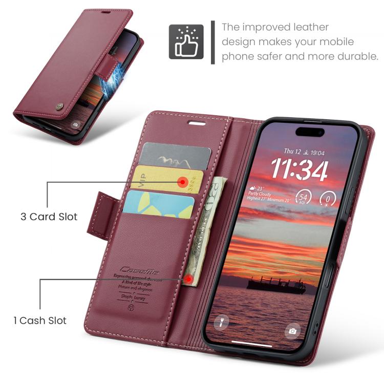 CaseMe 023 Butterfly Buckle Litchi Texture RFID Anti-theft Leather Phone Case, For iPhone 18 Pro Max / 17 Pro Max, For iPhone 17e / 16e