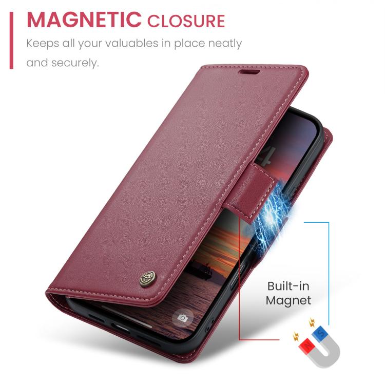 CaseMe 023 Butterfly Buckle Litchi Texture RFID Anti-theft Leather Phone Case, For iPhone 18 Pro Max / 17 Pro Max, For iPhone 17e / 16e